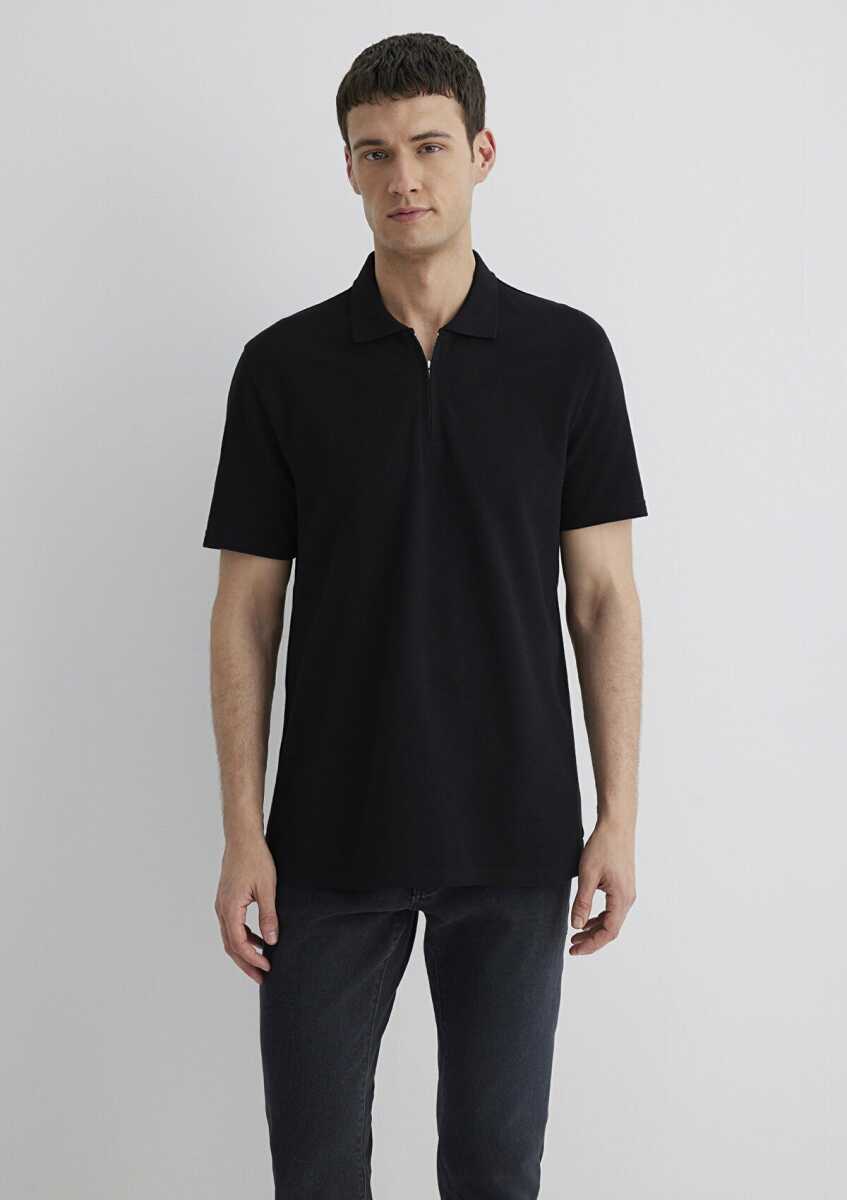 Mavi Half Zıp Siyah Polo Yaka Erkek Tişört 0612525-900 - 4