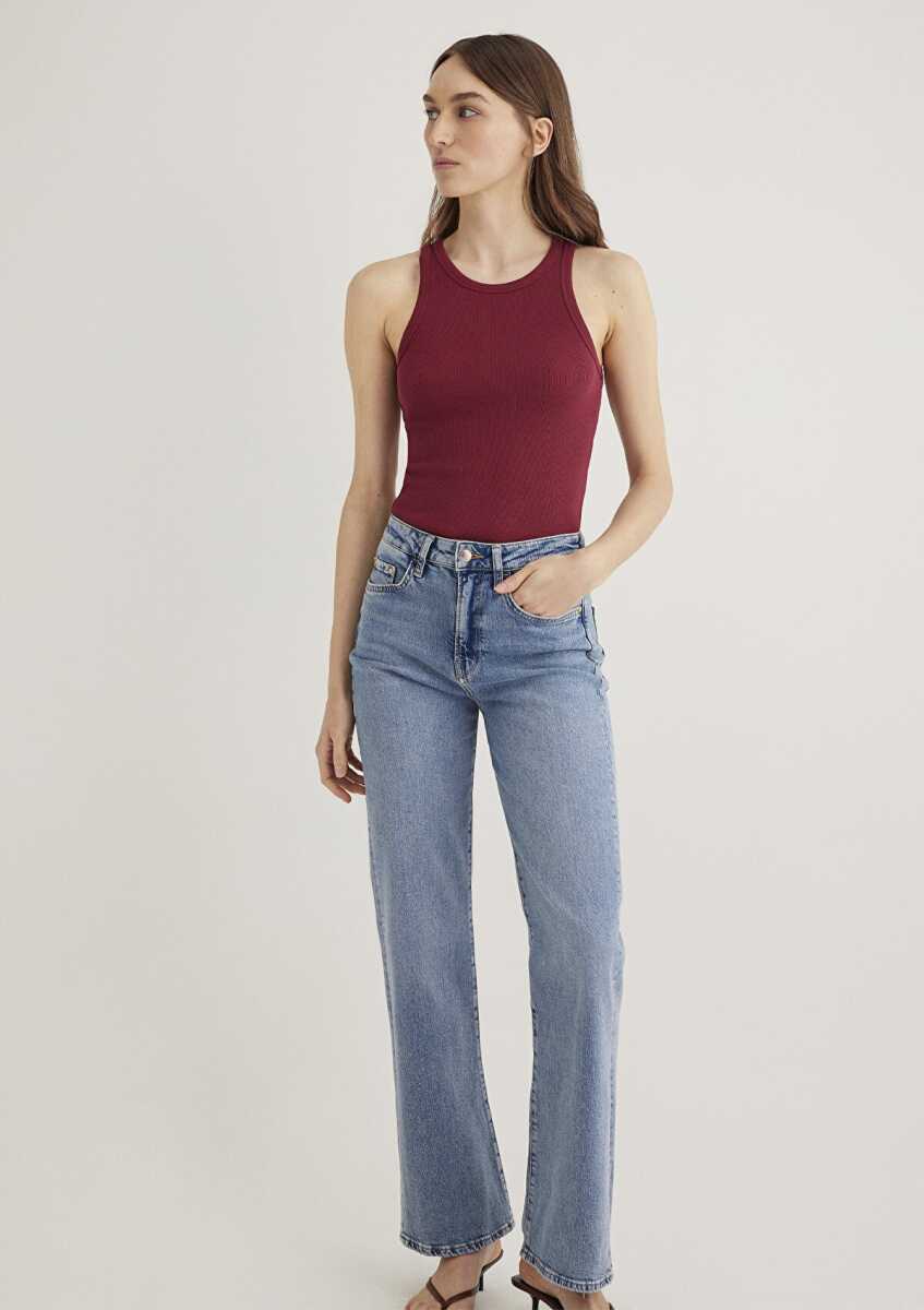 Mavi Halter Yaka Bordo Basic Kadın Atlet 1612462-70430