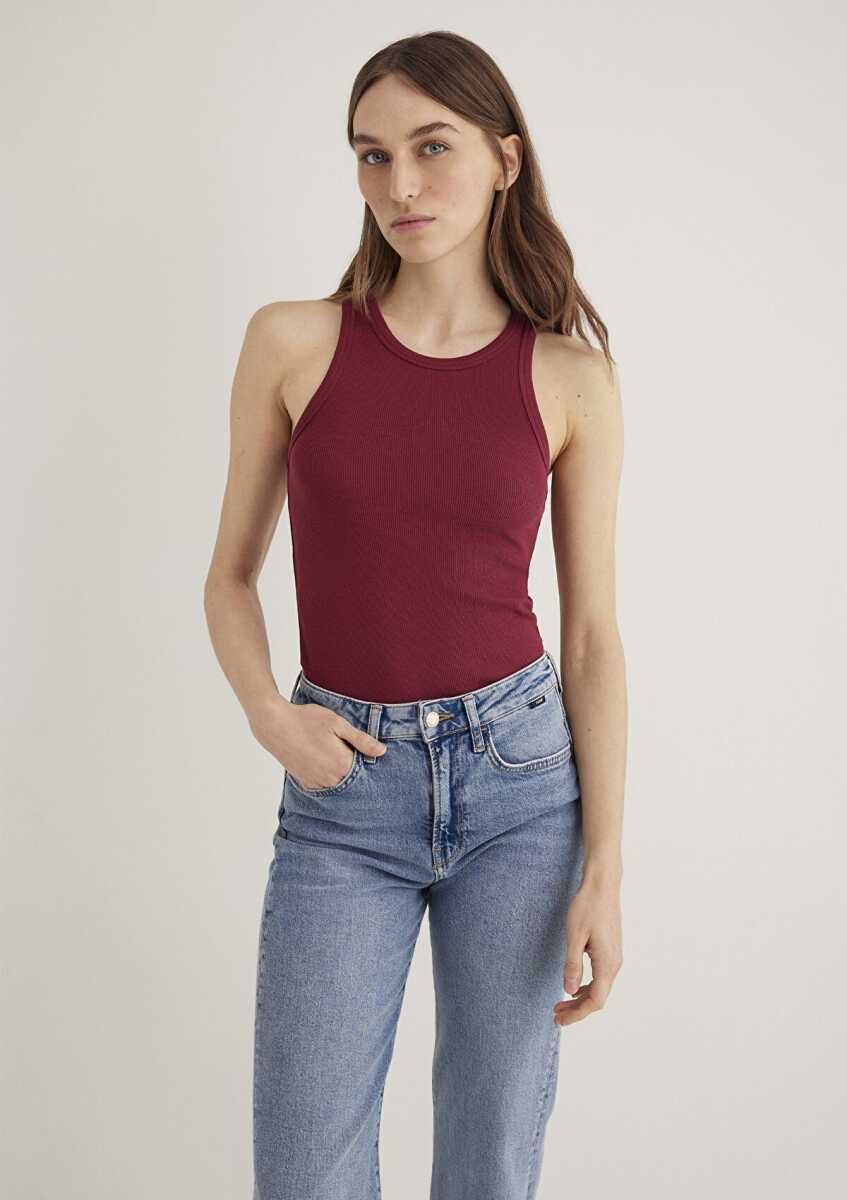 Mavi Halter Yaka Bordo Basic Kadın Atlet 1612462-70430 (1)