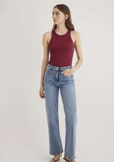 Mavi Halter Yaka Bordo Basic Kadın Atlet 1612462-70430