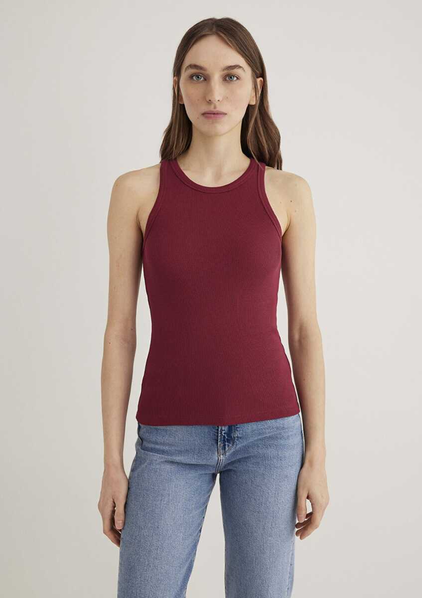 Mavi Halter Yaka Bordo Basic Kadın Atlet 1612462-70430 - 3