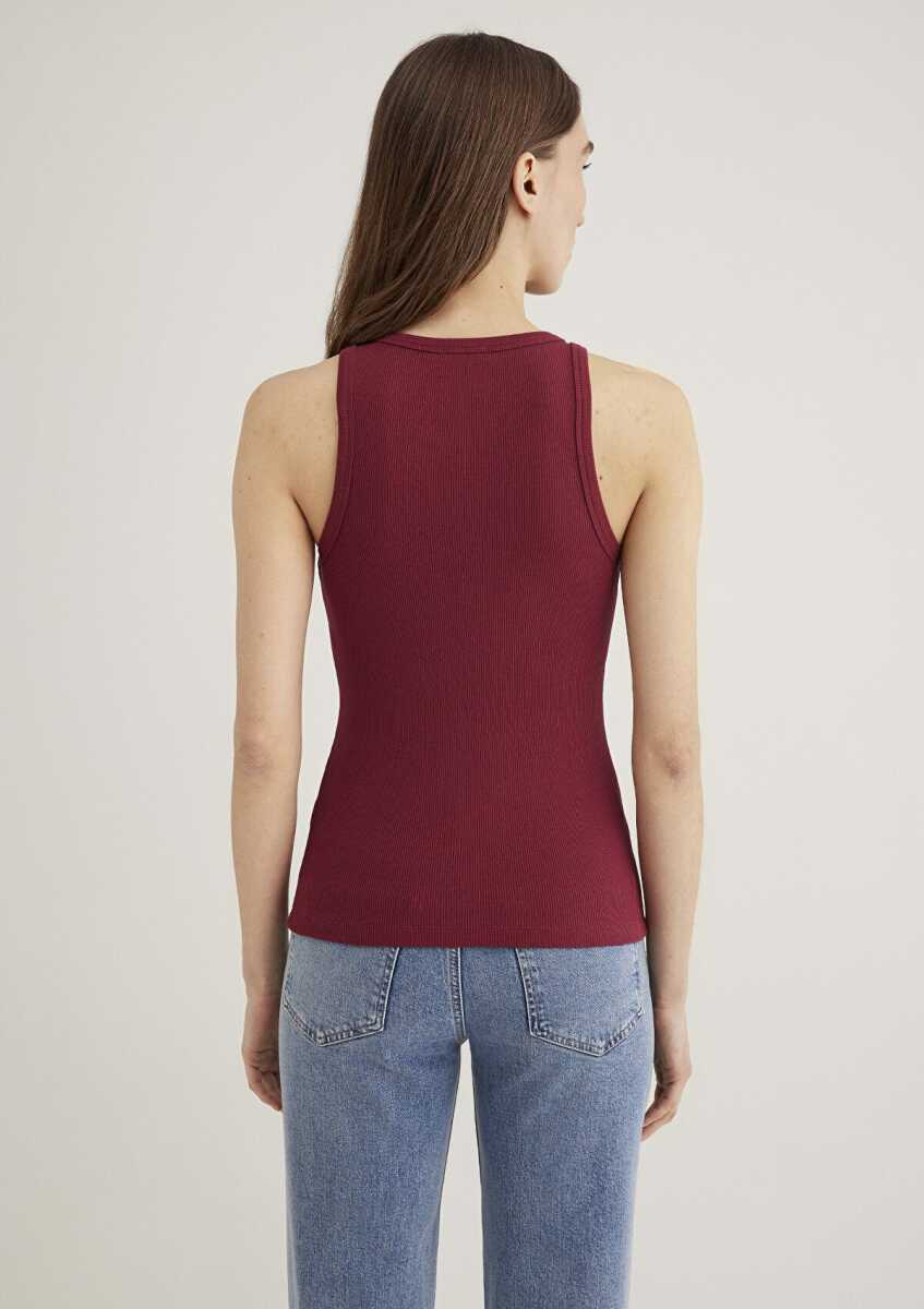 Mavi Halter Yaka Bordo Basic Kadın Atlet 1612462-70430 - 4