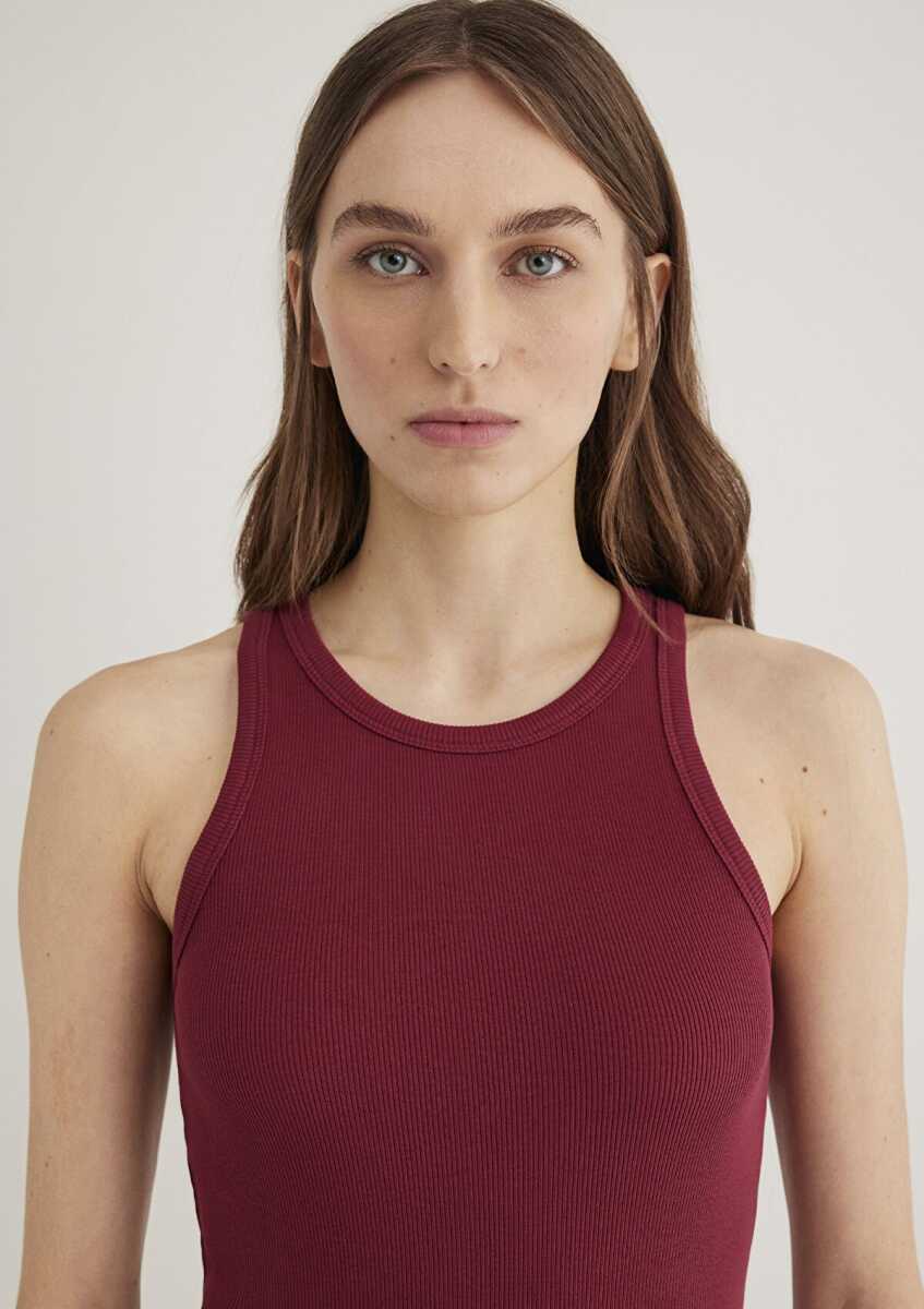 Mavi Halter Yaka Bordo Basic Kadın Atlet 1612462-70430 - 5