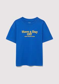 Mavi Have A Day Off Baskılı Çocuk Tişört 6610277-82491 