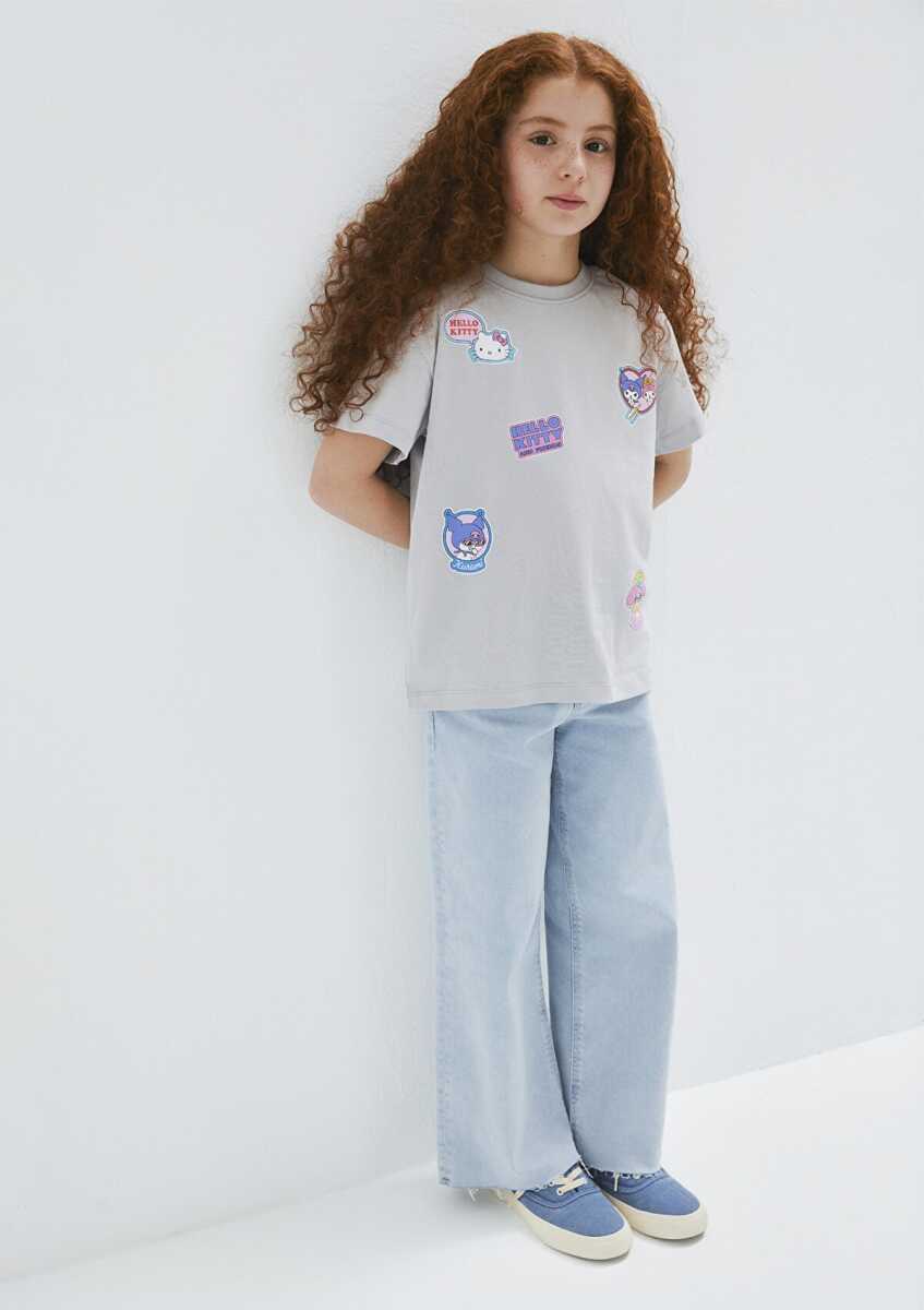 Mavi Hello Kitty Baskılı Gri Loose Fit Çocuk Tişört 7610423-70075 - 1