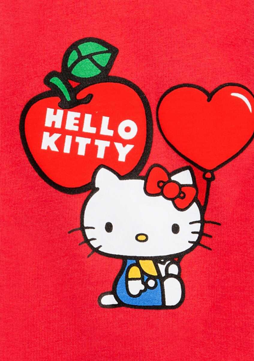 Mavi Hello Kitty Baskılı Kırmızı Loose Fit Çocuk Tişört 7610429-70478 - 4