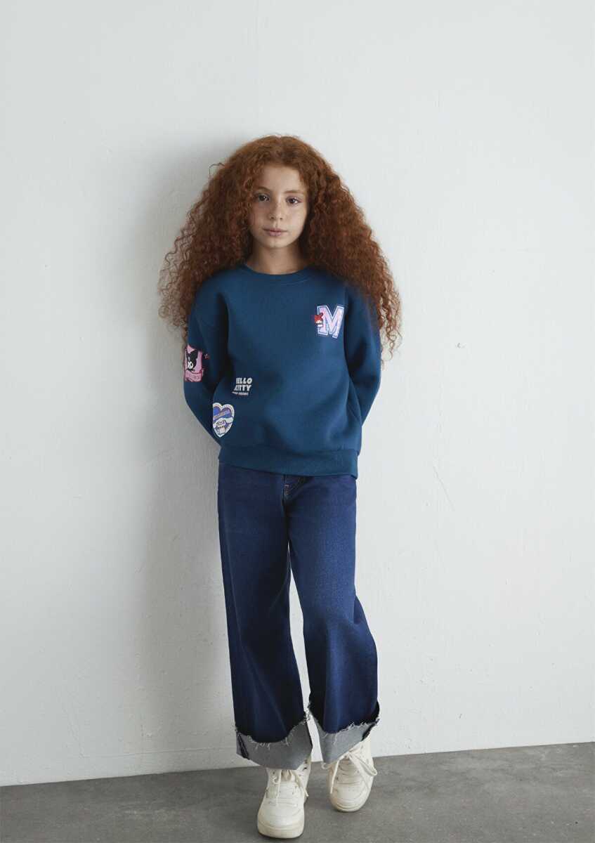 Mavi Hello Kıtty Baskılı Loose Fit Çocuk Sweat 7S10164-89110 (1)