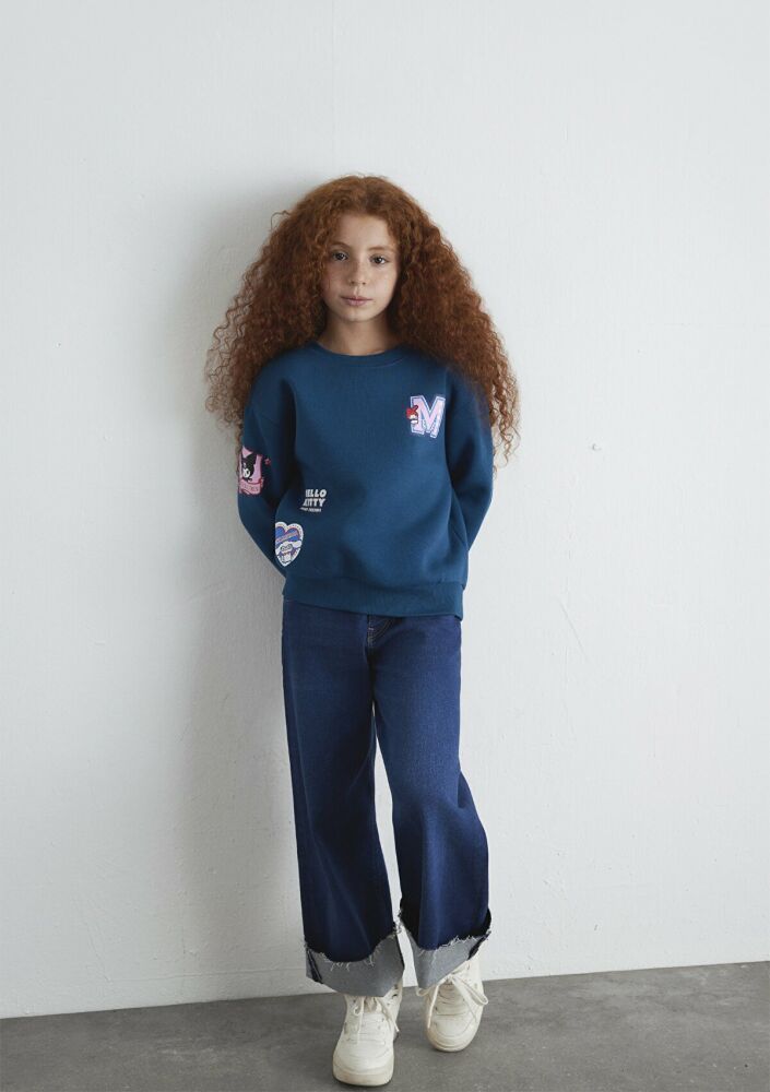 Mavi Hello Kıtty Baskılı Loose Fit Çocuk Sweat 7S10164-89110 (1)