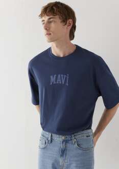 Mavi İstanbul Baskılı Mavi Erkek Tişört 0613578-80790