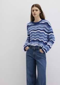 Mavi Jakarlı Mavi Loose Fit Kadın Kazak1710639-70758