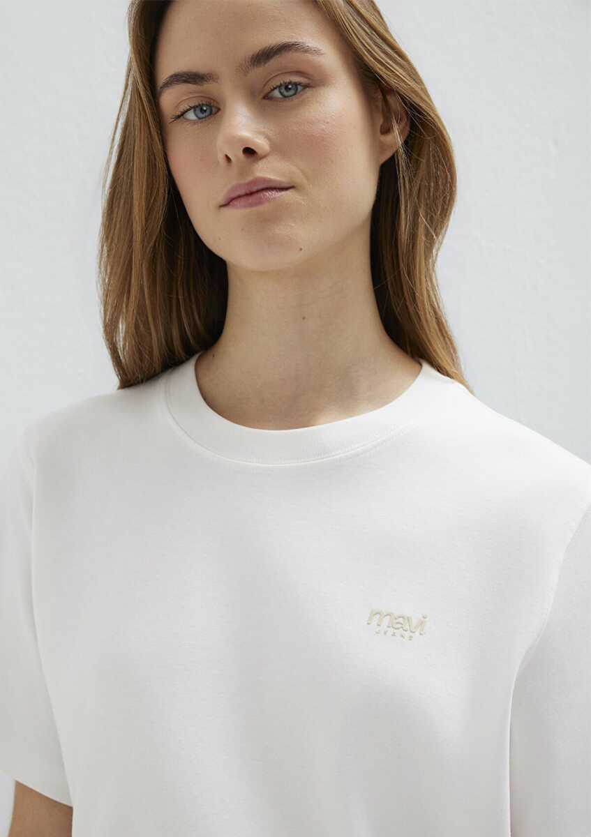 Mavi Jeans Baskılı Ekru Regular Kadın  Tişört 1613804-80194 (1)