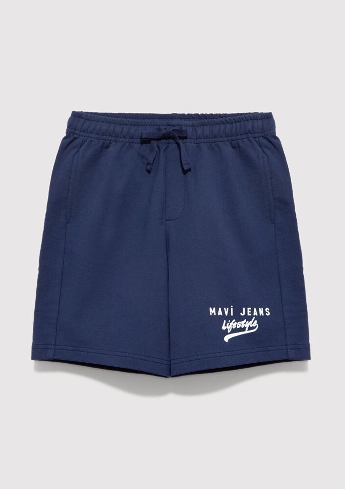 Mavi Jeans Baskılı Lacivert Loose Fit Çocuk Şort 6410019-70491