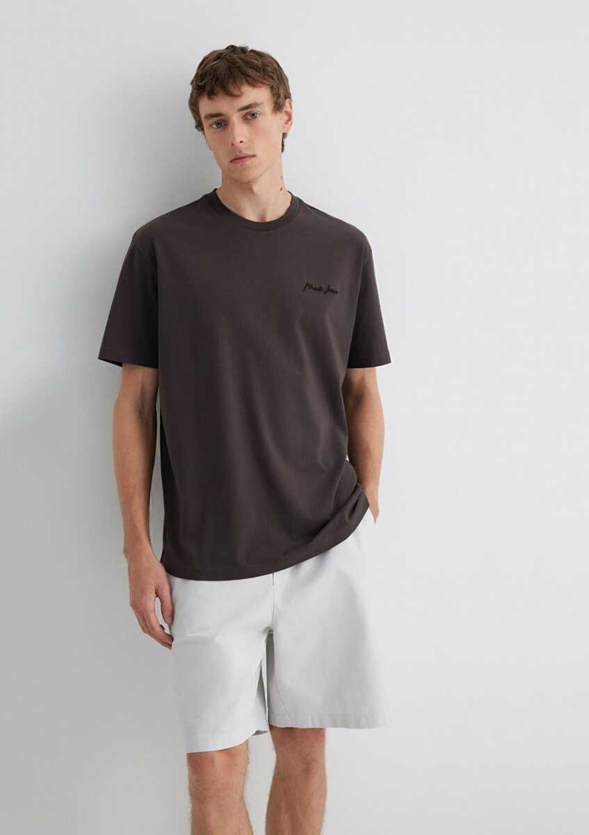 Mavi Jeans Nakışlı Kahverengi Basic Loose Fit Erkek Tişört0612733-70219 - Mavi (1)