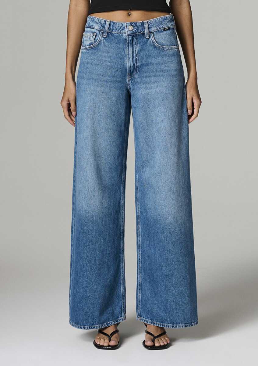 Mavi Joy Mavi Edition Gölgeli Indigo Mavisi Wide Leg Kadın Jean Pantolon 1010960-A3161 - 4