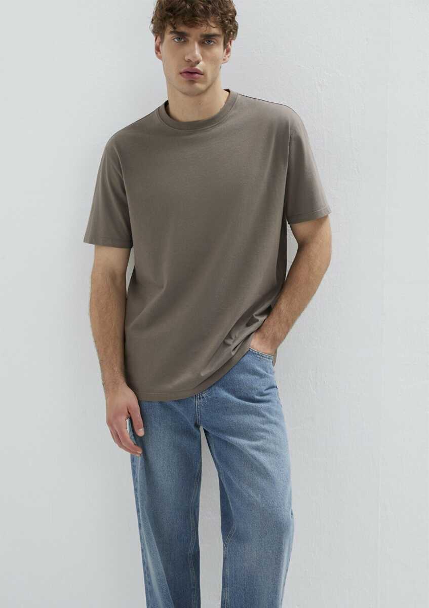 Mavi Kahverengi Basic Loose Fit Erkek Tişört 066249-87875 (1)