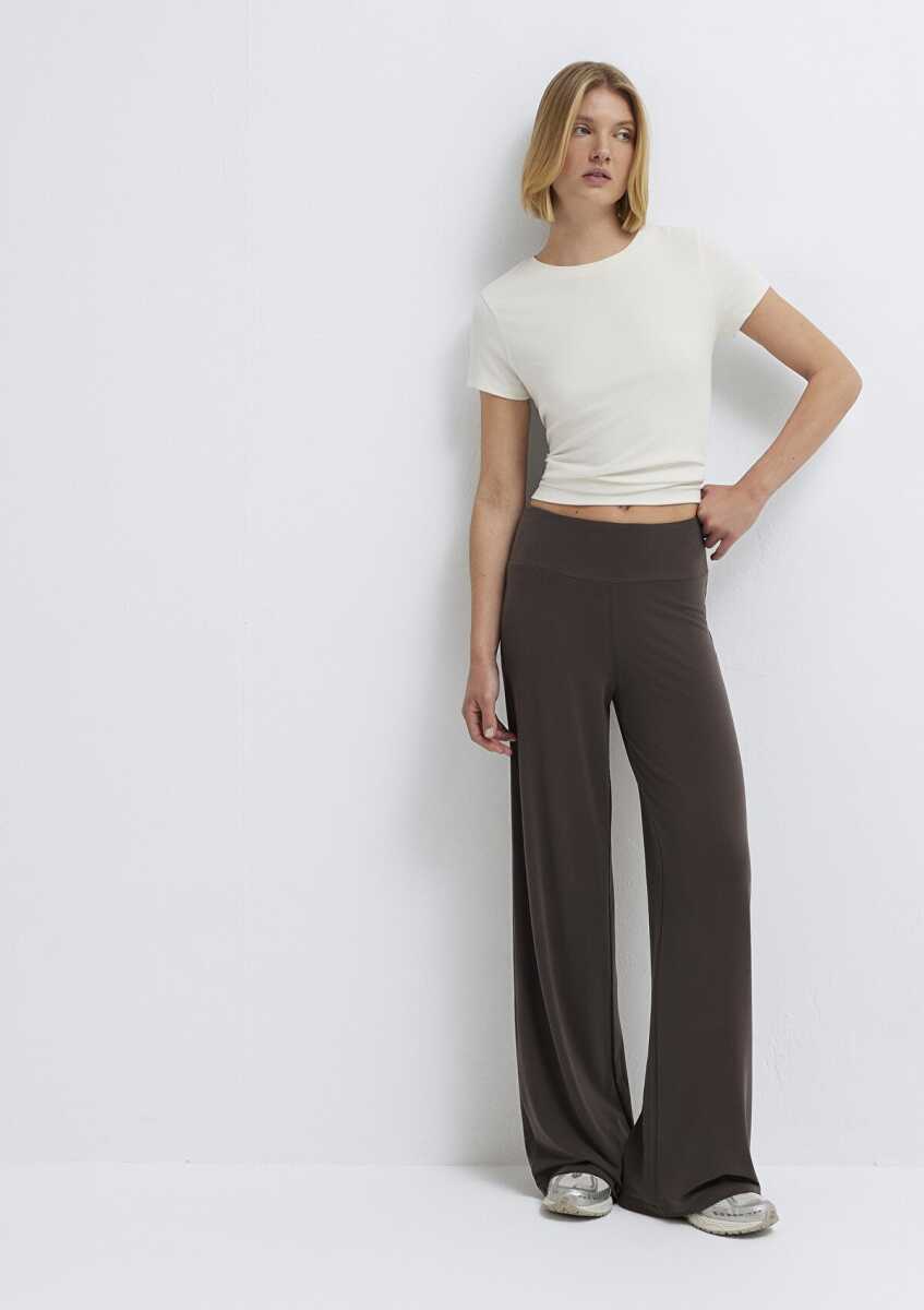 Mavi Kahverengi Geniş Paça Wide Leg Fit Kadın Eşofman Altı 1010795-70236