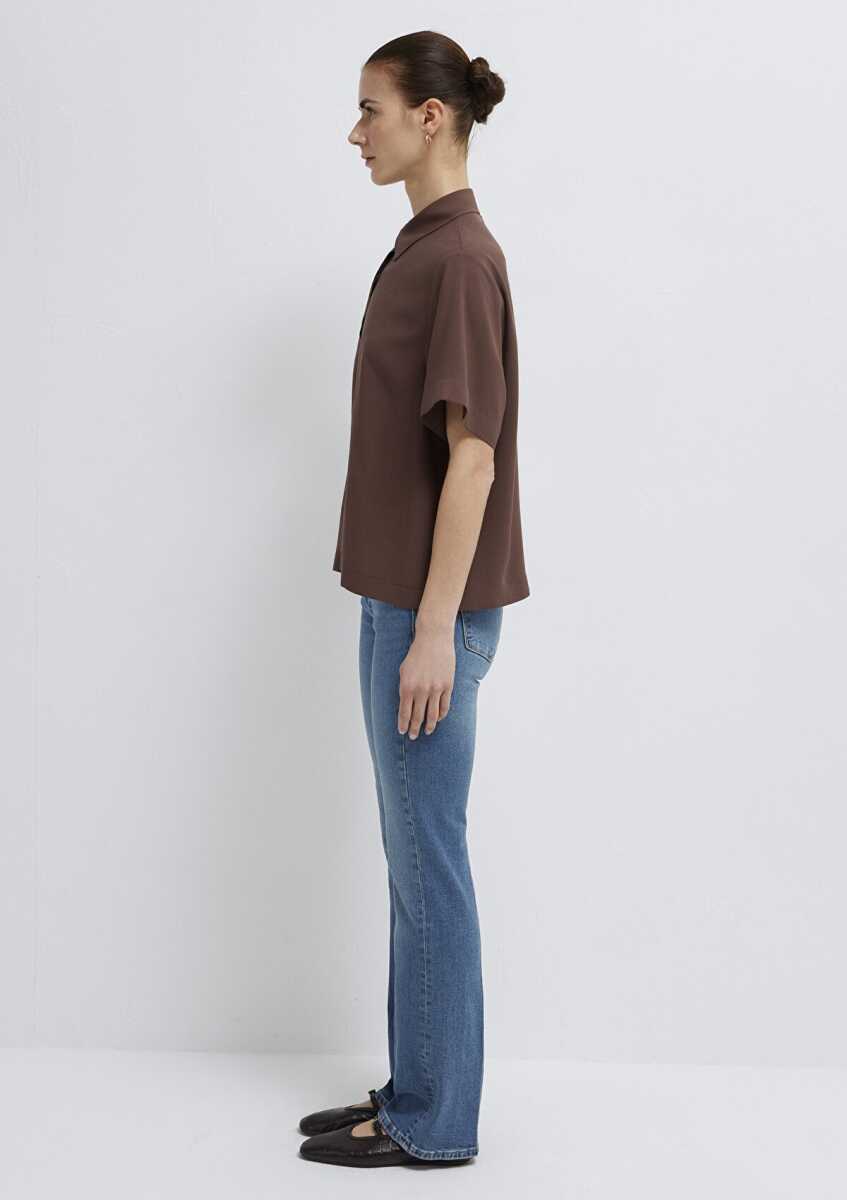 Mavi Kahverengi Loose Fit Kadın Gömlek 1211613-87537 - 4
