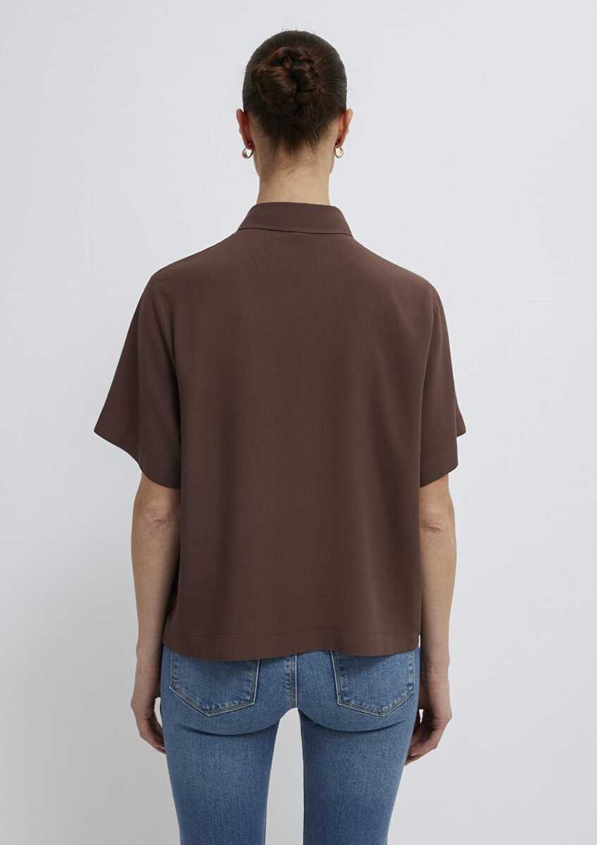 Mavi Kahverengi Loose Fit Kadın Gömlek 1211613-87537 - 5