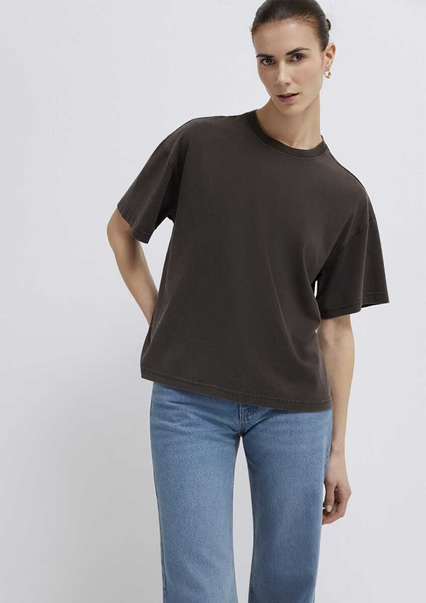 Mavi Kahverengi Loose Fit Kadın Tişört 1614313-70236