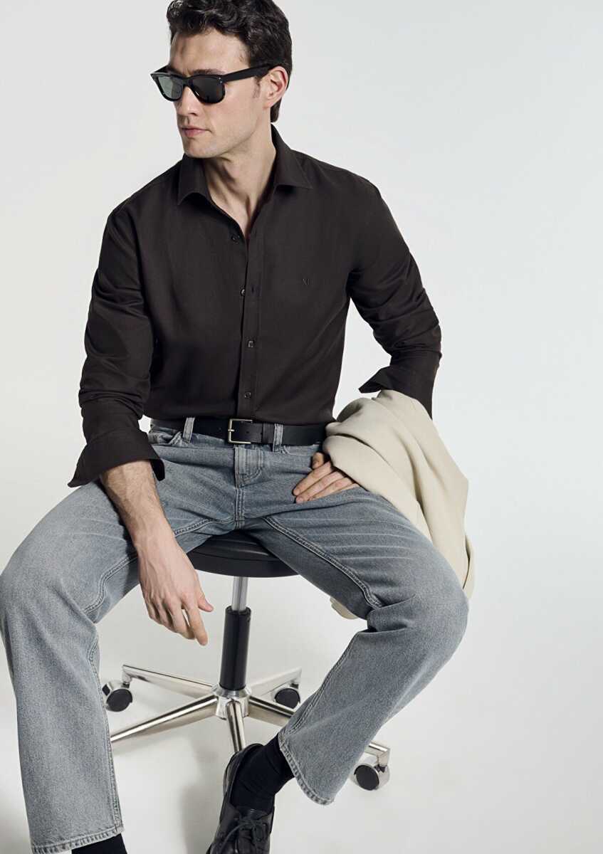 Mavi Kahverengi Regular Fit Erkek Gömlek 0212063-70219