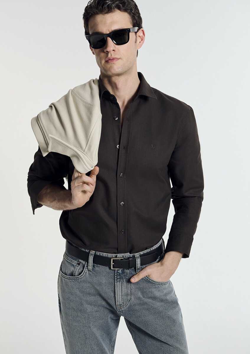 Mavi Kahverengi Regular Fit Erkek Gömlek 0212063-70219 (1)