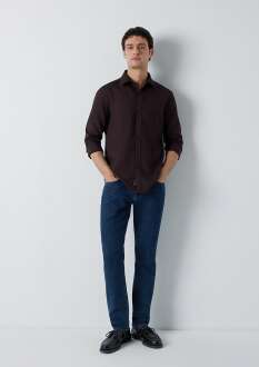 Mavi Kahverengi Slim Fit Erkek Gömlek 0211656-90704