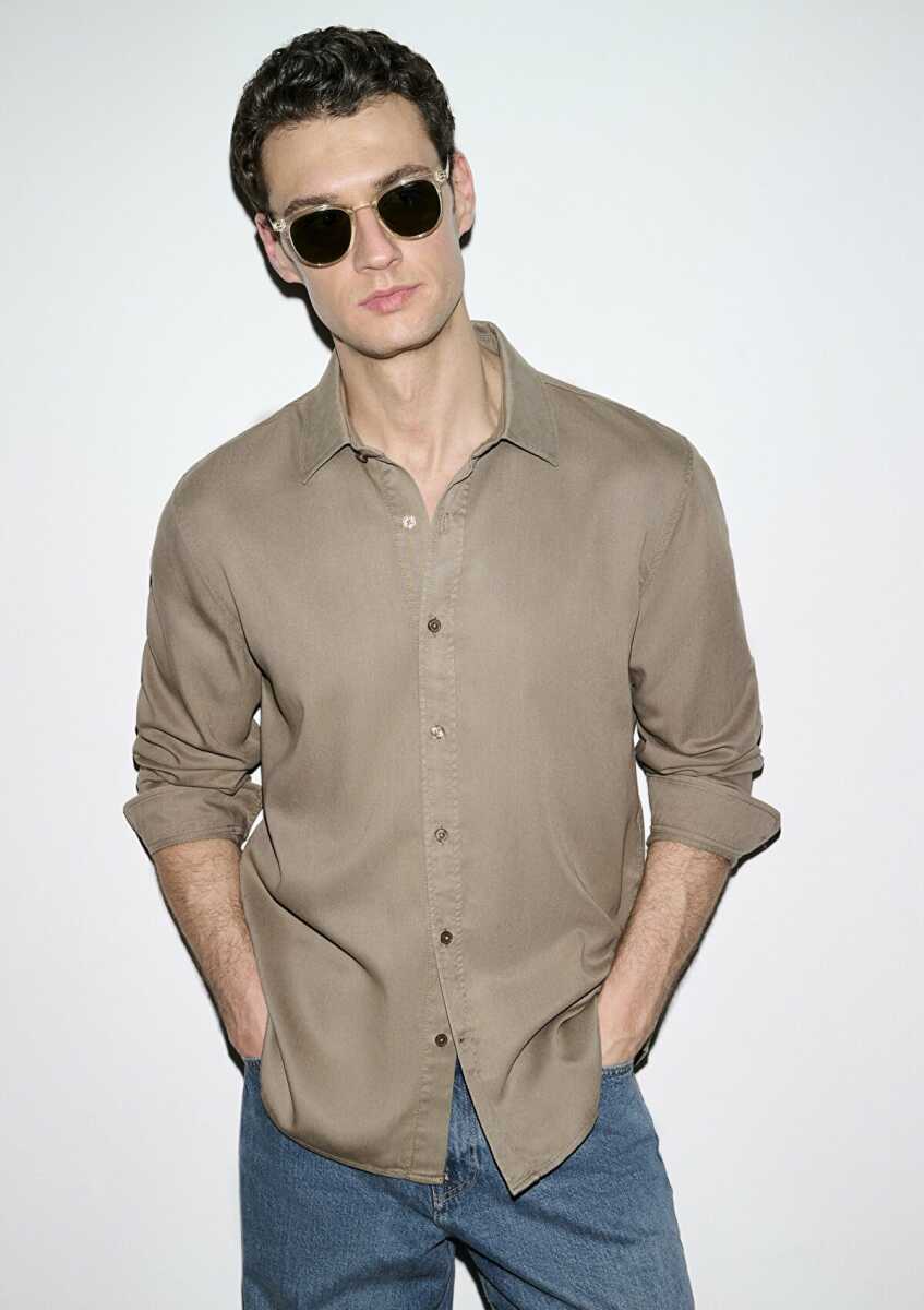 Mavi Kahverengi (TENCEL™) Regular Fit Erkek Gömlek 0210818-83866