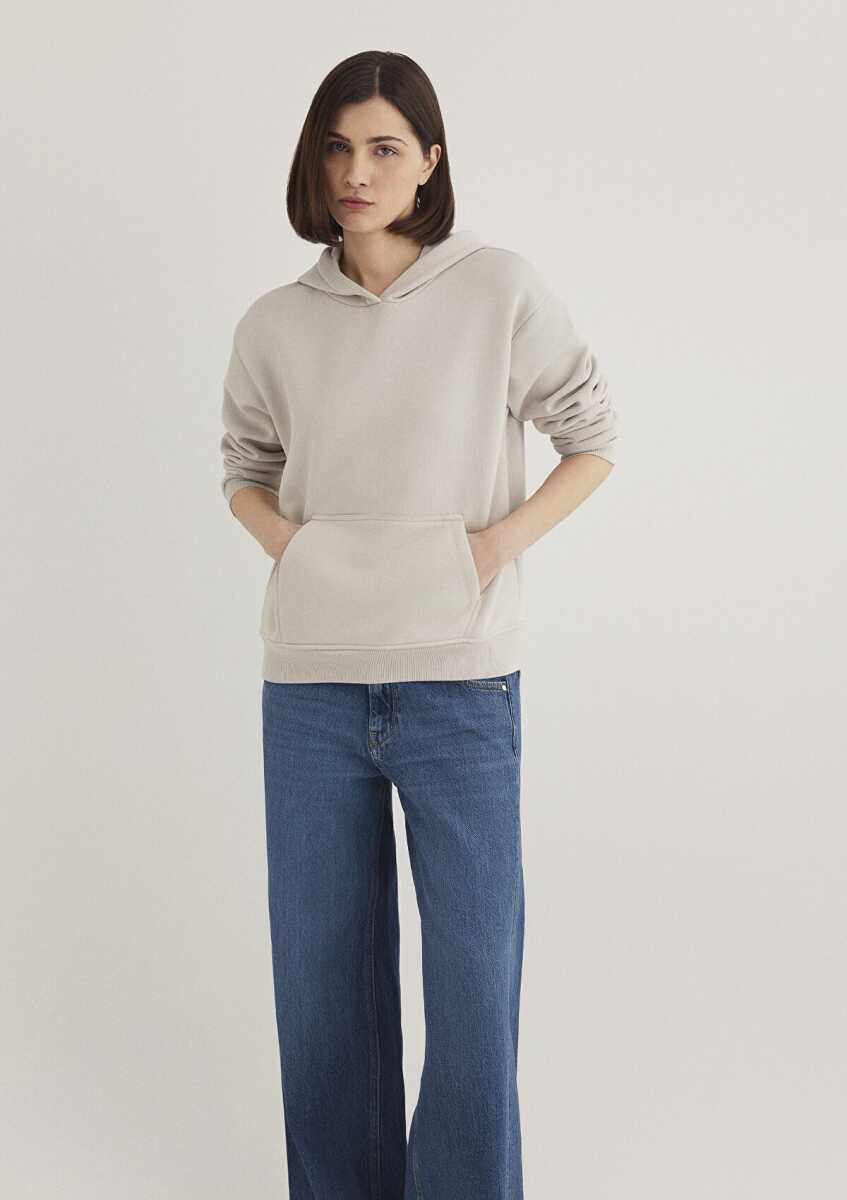 Mavi Kapişonlu Açık Gri Kadın Sweat 167299-70074 - 1
