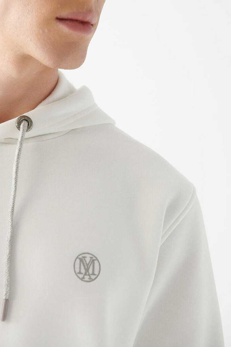 Mavi Kapişonlu Kırık Beyaz Erkek Sweat 065809-34519 - 5