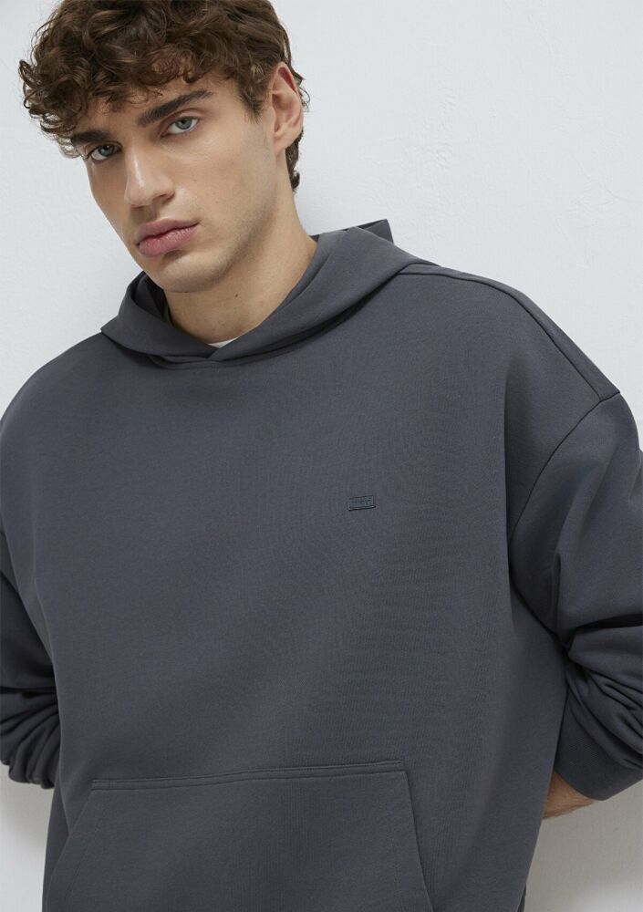 Mavi Kapüşonlu Antrasit Boxy Fit Erkek Sweatshirt 0S10416-80955