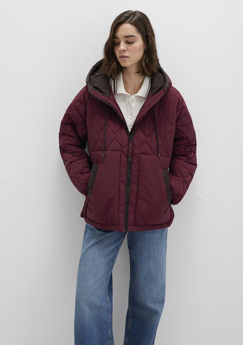 Mavi Kapüşonlu Bordo Loose Fit Kadın Ceket 1110499-90705 - 1