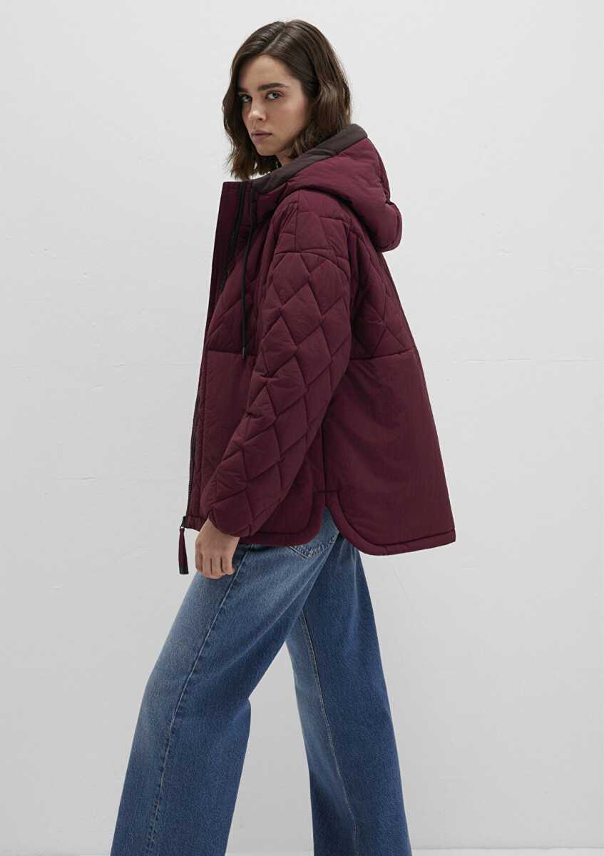 Mavi Kapüşonlu Bordo Loose Fit Kadın Ceket 1110499-90705 - 2