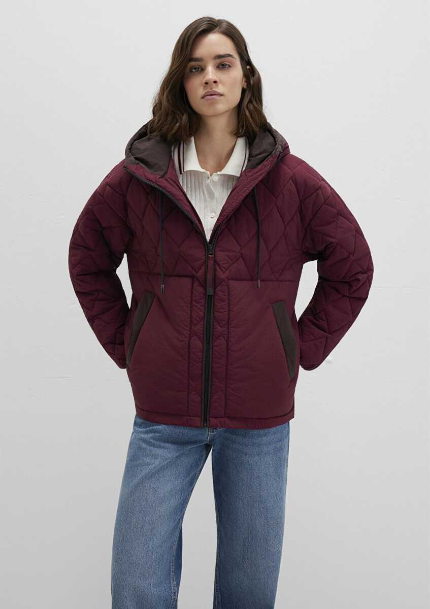 Mavi Kapüşonlu Bordo Loose Fit Kadın Ceket 1110499-90705 - 3