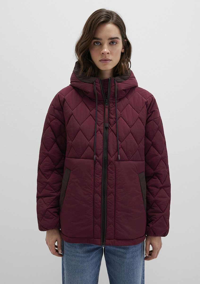 Mavi Kapüşonlu Bordo Loose Fit Kadın Ceket 1110499-90705 - 4