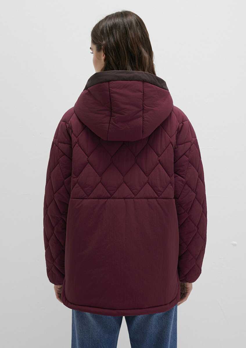 Mavi Kapüşonlu Bordo Loose Fit Kadın Ceket 1110499-90705 - 5