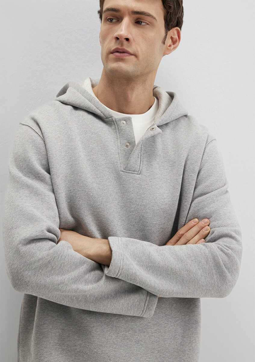 Mavi Kapüşonlu Gri Loose Fit Erkek Sweat 0S10518-80018 - Mavi