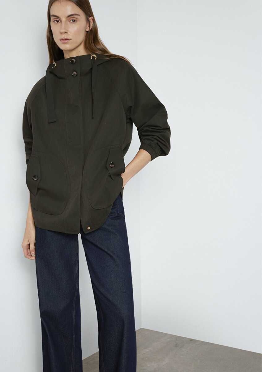 Mavi Kapüşonlu Haki Loose Fit Kadın Ceket 1110014-90707 (1)