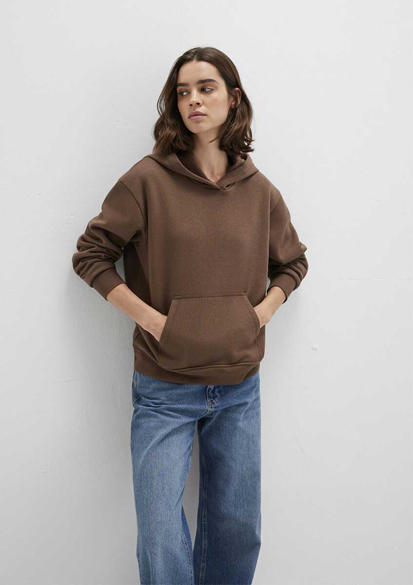 Mavi Kapüşonlu Kahverengi Basic Kadın Sweat 167299-81959 - 2