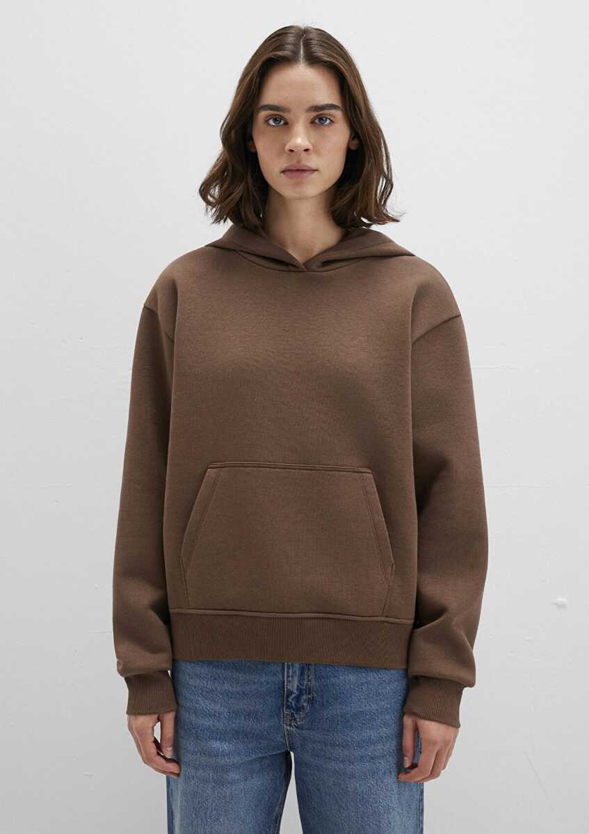 Mavi Kapüşonlu Kahverengi Basic Kadın Sweat 167299-81959 - 3