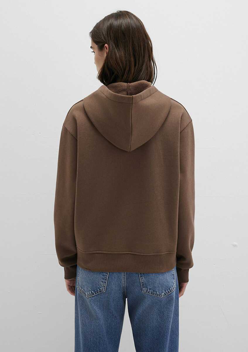 Mavi Kapüşonlu Kahverengi Basic Kadın Sweat 167299-81959 - 4