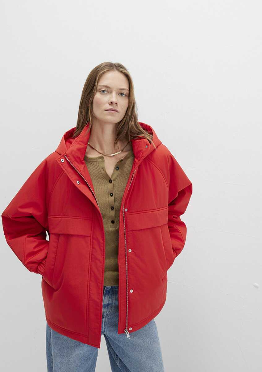 Mavi Kapüşonlu Kırmızı Oversize Kadın Ceket 1110348-70461 - 1