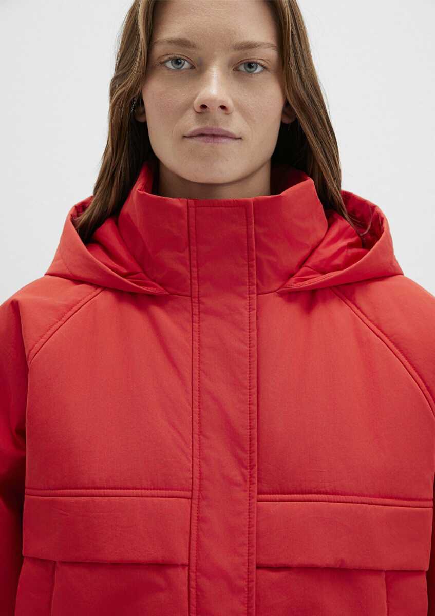 Mavi Kapüşonlu Kırmızı Oversize Kadın Ceket 1110348-70461 - 5