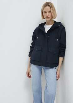 Mavi Kapüşonlu Lacivert Kısa Oversize Kadın Ceket 1110625-82906 