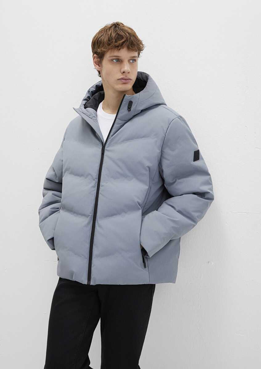 Mavi Kapüşonlu Loose Fit Gri Erkek Ceket 0110651-85550 - Mavi (1)