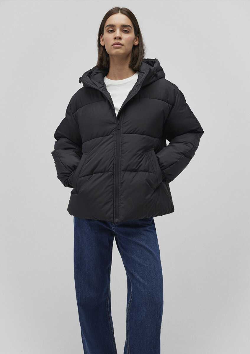 Mavi Kapüşonlu Loose Fit Siyah Şişme Kadın Mont 1110199-900