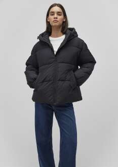 Mavi Kapüşonlu Loose Fit Siyah Şişme Kadın Mont 1110199-900 