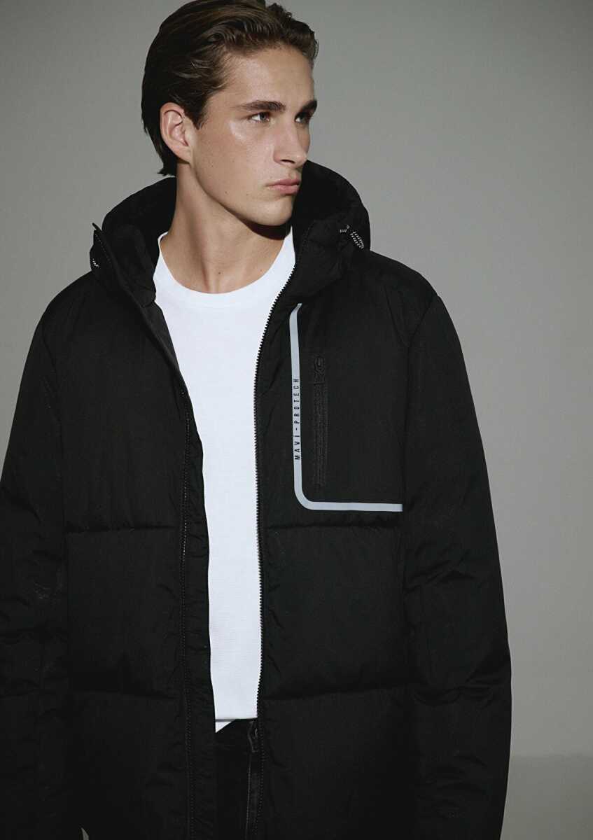 Mavi Kapüşonlu Siyah Erkek Ceket 0110463-900 - Mavi