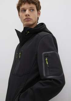 Mavi Kapüşonlu Siyah Erkek Ceket 0110264-900 