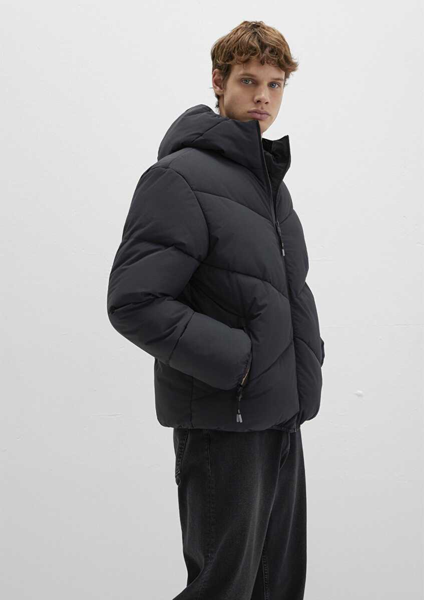 Mavi Kapüşonlu Siyah Erkek Şişme Mont 0110360-900 - Mavi