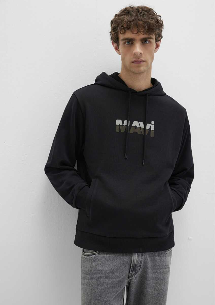 Mavi Kapüşonlu Siyah Erkek Sweat 0S10395-900 - 2